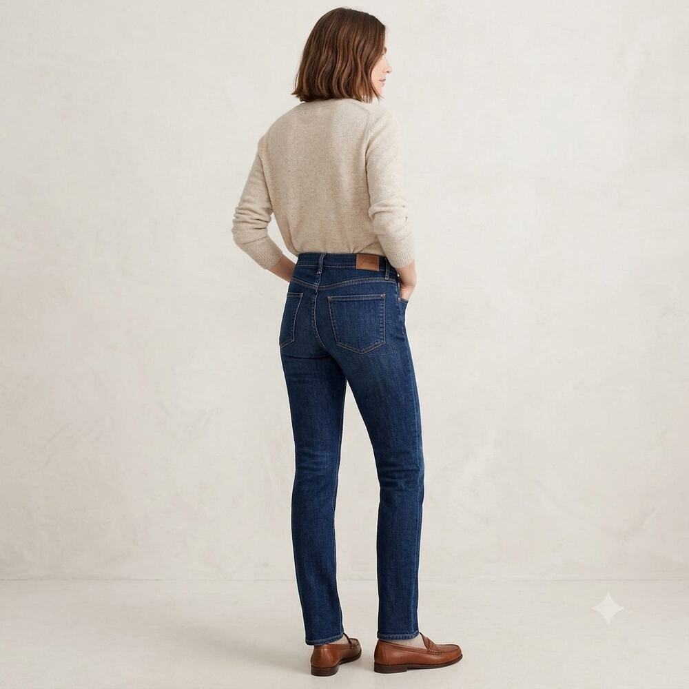 J.Crew Reid Skinny Straight Jeans Dark Blue Wash Stretch Denim Women's Size 28
